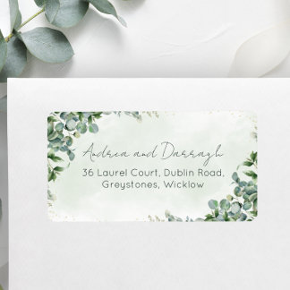Étiquettes d'adresse de mariage avec feuillage d'e