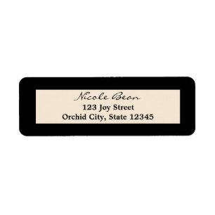 Étiquettes d'adresse de mariage chic noir et crème