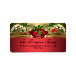 Étiquettes d'adresse de Noël Boules et clochettes