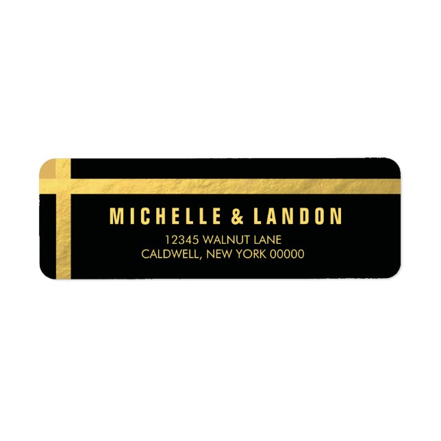 Étiquettes d'adresse de retour Black+Gold | MARIAG (Devant)