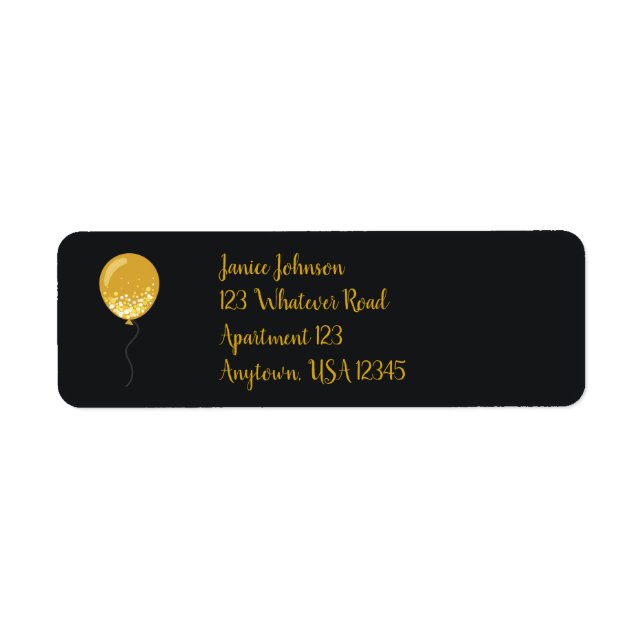 Étiquettes d'adresse de retour Black with Gold Bal (Devant)