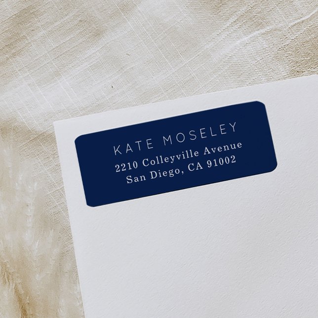 Étiquettes d'adresse de retour bleu et blanc de la (Navy blue classic return address labels.)