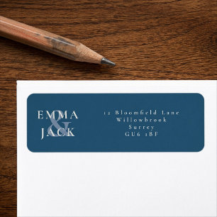 Étiquettes d'adresse de retour bleu minimal avec n