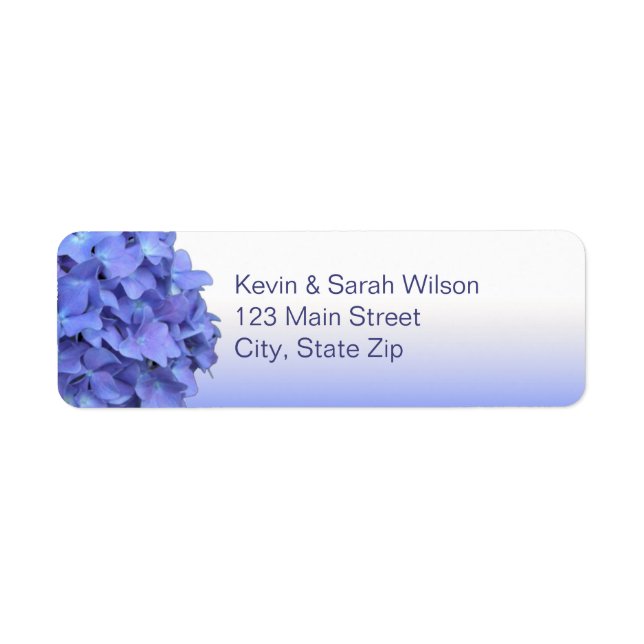 Étiquettes d'adresse de retour Blue Hydrangea (Devant)