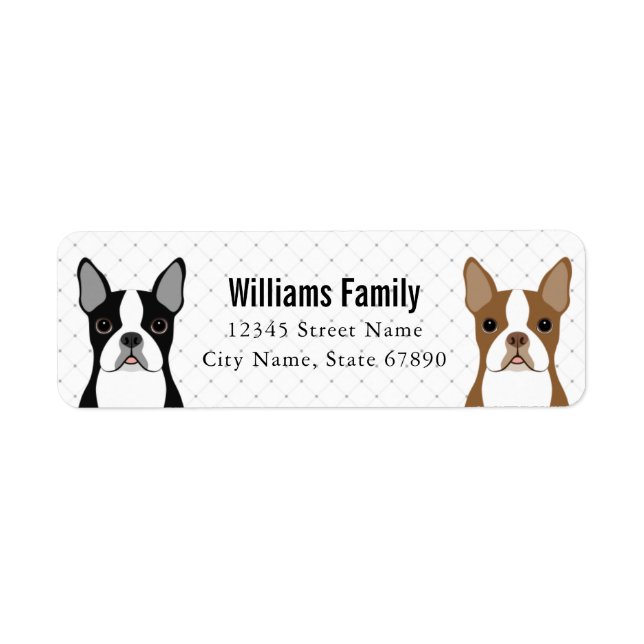 Étiquettes d'adresse de retour Boston Terrier (Devant)