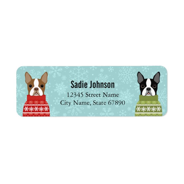Étiquettes d'adresse de retour Boston Terrier (Devant)