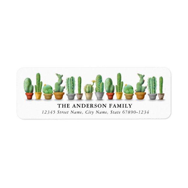 Étiquettes d'adresse de retour Cactus (Devant)