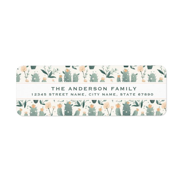 Étiquettes d'adresse de retour Cactus mignonnes (Devant)