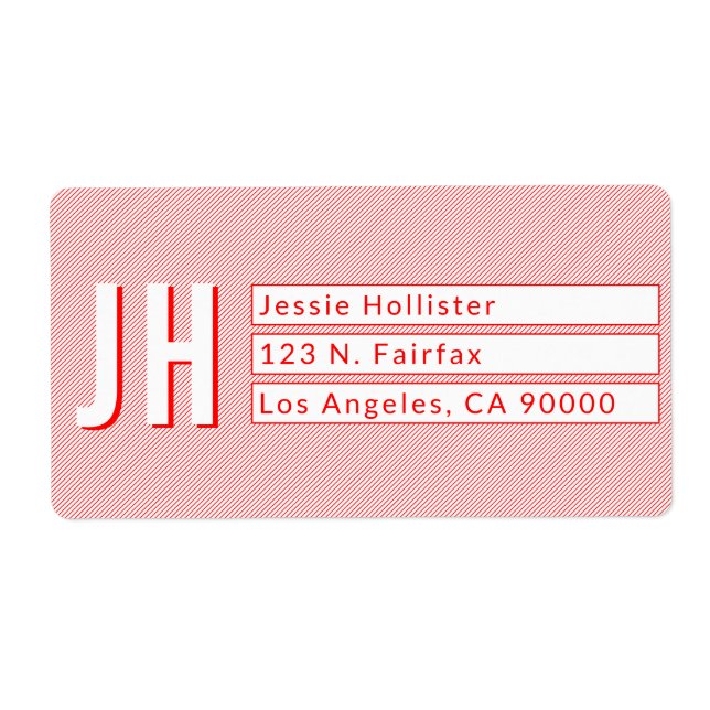 Étiquettes d'adresse de retour cool rouge et blanc (Devant)