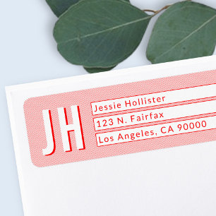 Étiquettes d'adresse de retour cool rouge et blanc