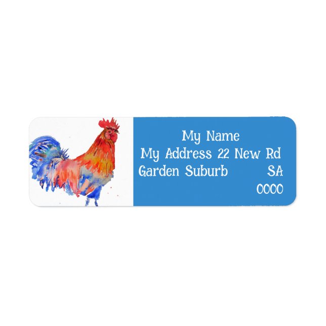Étiquettes d'adresse de retour Coq Art Oiseau Roug (Devant)