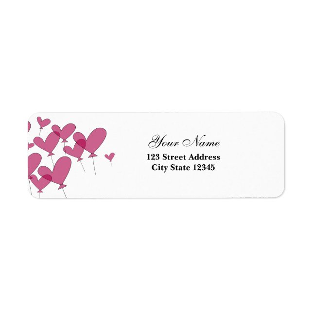 Étiquettes d'adresse de retour de ballon coeur rou (Devant)