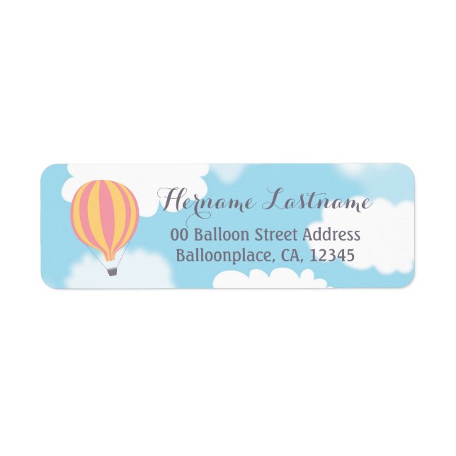 Étiquettes d'adresse de retour de ballon rose jaun (Devant)