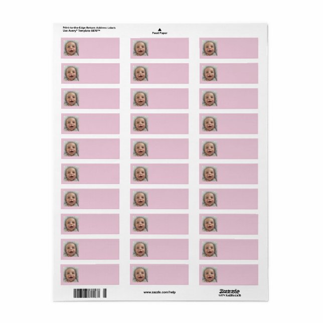 Étiquettes d'adresse de retour de bébé mignon (Feuille entière)