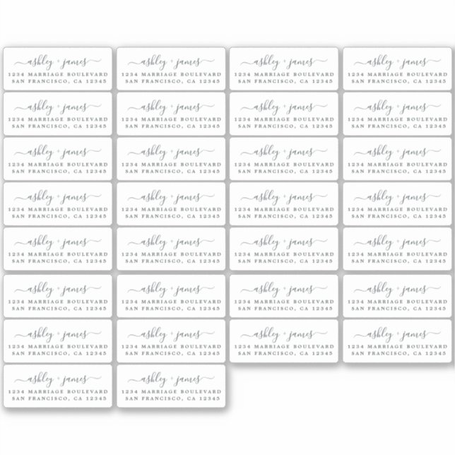 Étiquettes d'adresse de retour de calligraphie 2 x (Devant)