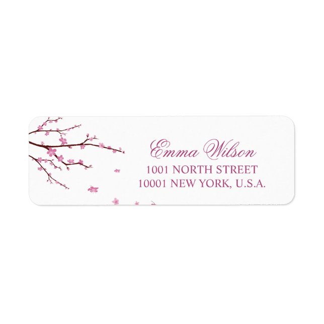 Étiquettes d'adresse de retour de cerise en fleur (Devant)