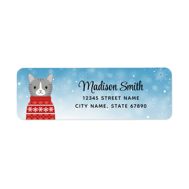 Étiquettes d'adresse de retour de chat (Devant)