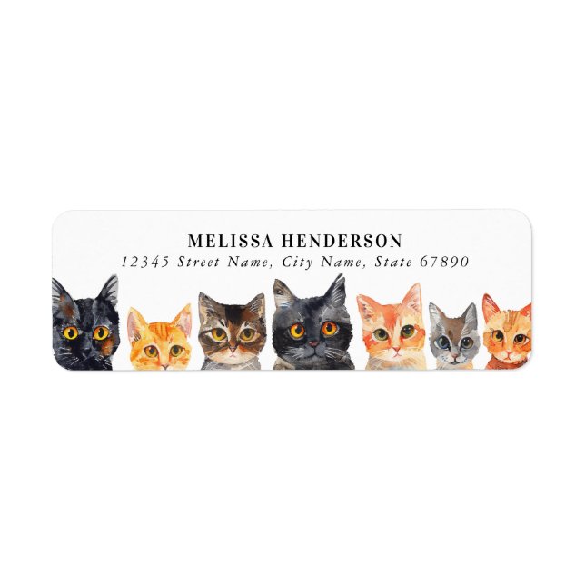 Étiquettes d'adresse de retour de chat (Devant)