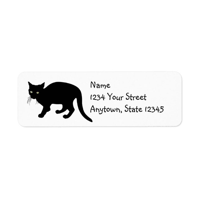 Étiquettes d'adresse de retour de chat noir (Devant)