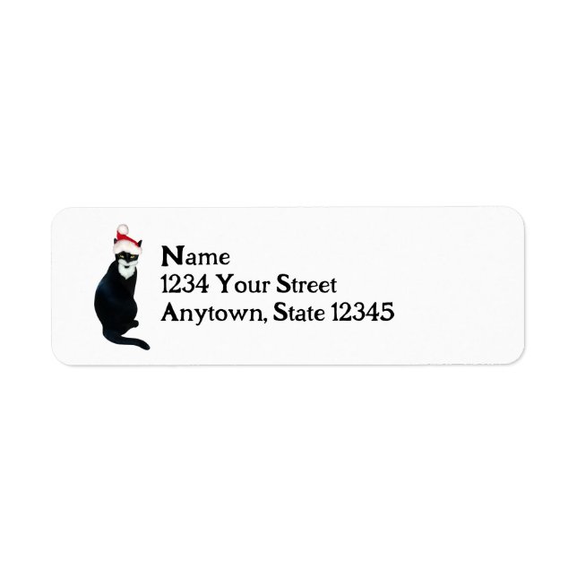 Étiquettes d'adresse de retour de chat noir père N (Devant)