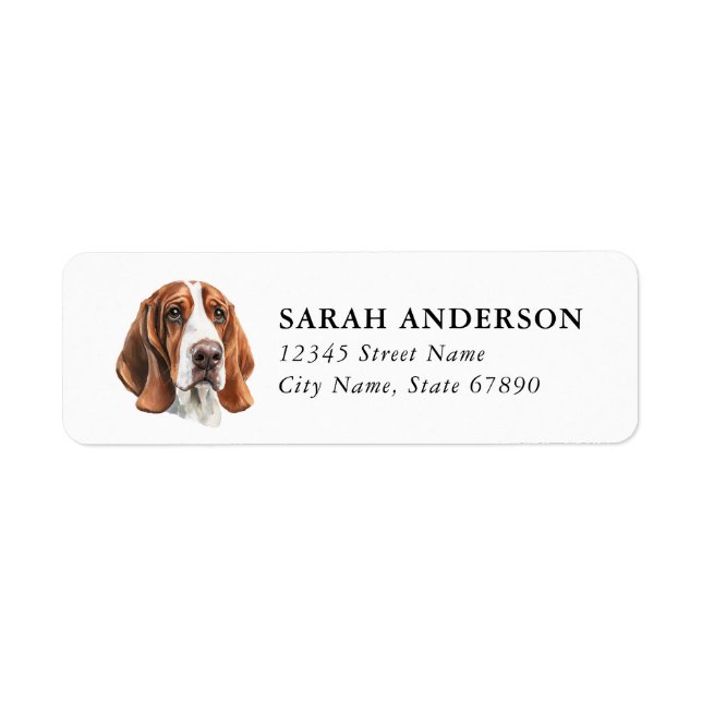 Étiquettes d'adresse de retour de chien Basset Hou (Devant)