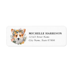 Étiquettes d'adresse de retour de chien Corgi