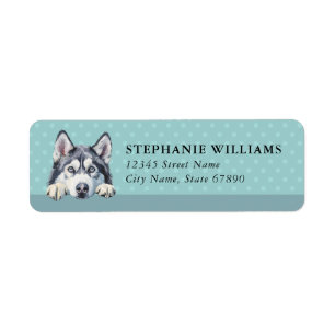 Étiquettes d'adresse de retour de chien Husky sibé