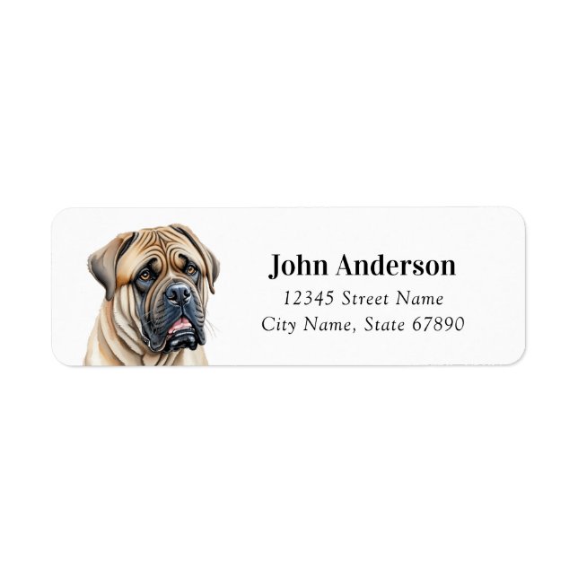 Étiquettes d'adresse de retour de chien Mastiff An (Devant)