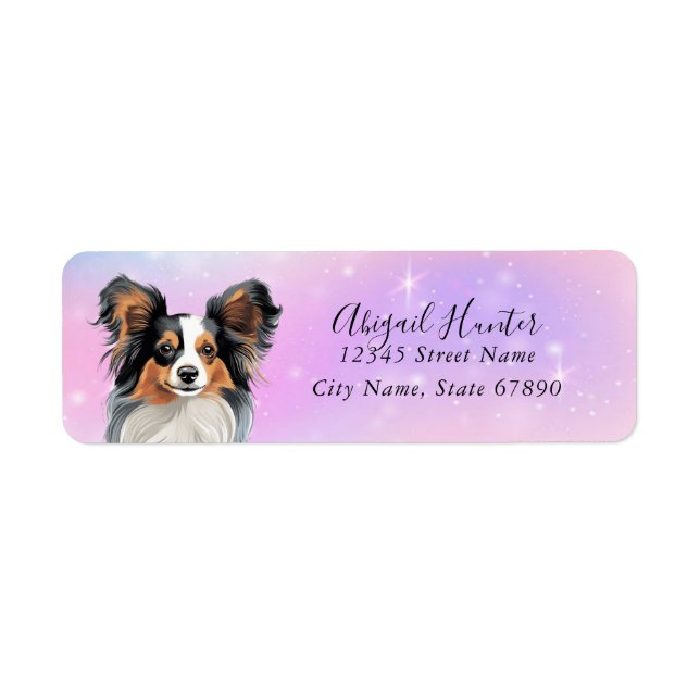 Étiquettes d'adresse de retour de chien Papillon (Devant)