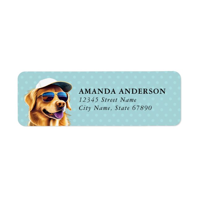 Étiquettes d'adresse de retour de chien Retriever  (Devant)