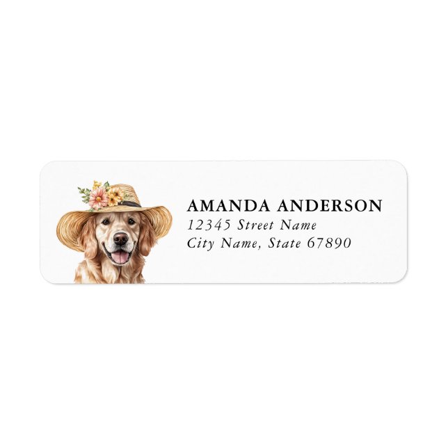Étiquettes d'adresse de retour de chien Retriever  (Devant)