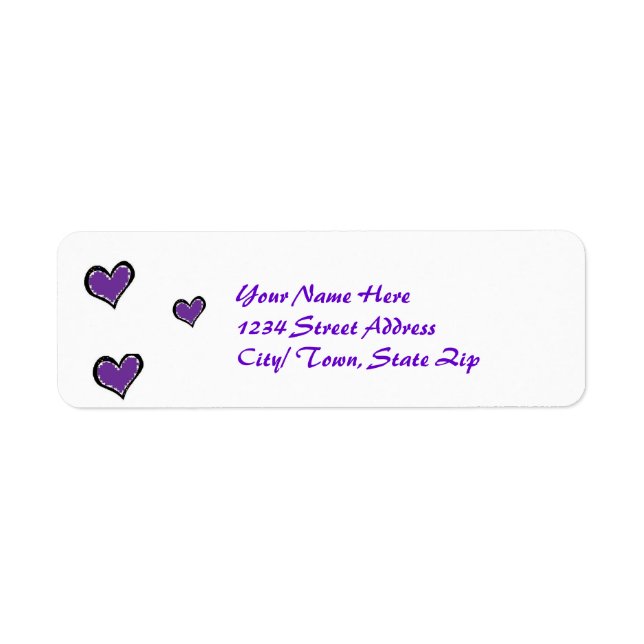 étiquettes d'adresse de retour de coeur pourpre (Devant)