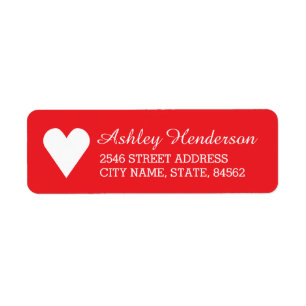 Étiquettes d'adresse de retour de coeur rouge