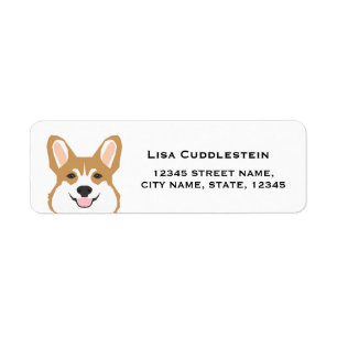 étiquettes d'adresse de retour de corgi - tête d