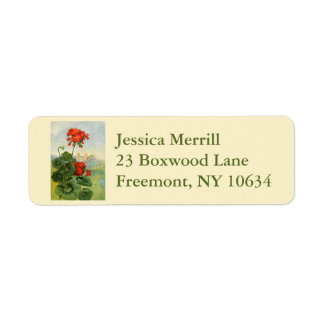 Étiquettes d'adresse de retour de géranium de jard