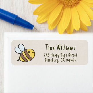 Étiquettes d'adresse de retour de jolie abeille