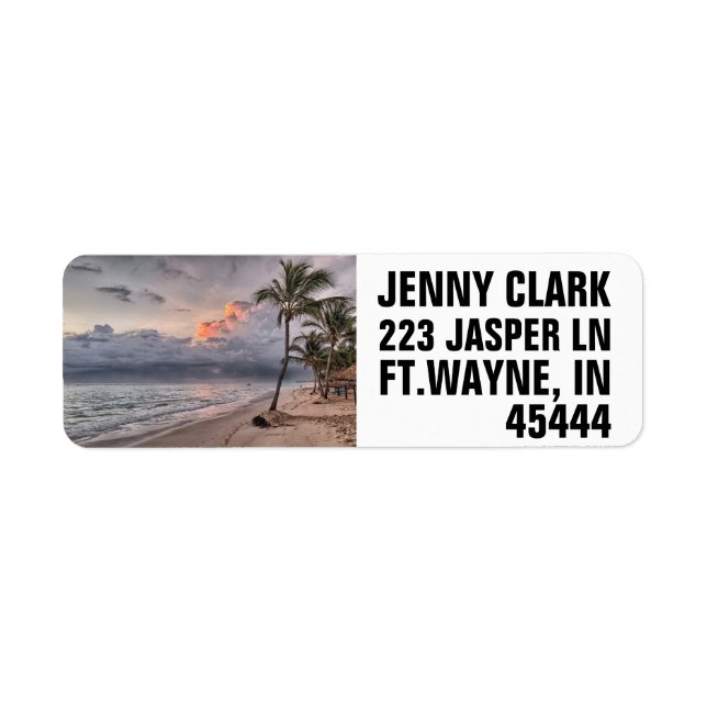 ÉTIQUETTES D'ADRESSE DE RETOUR DE LA PLAGE TROPICA (Devant)