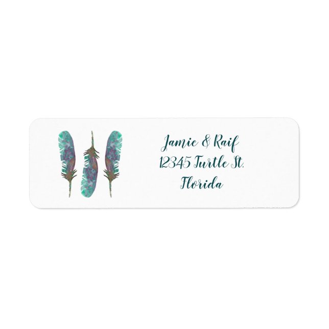 Étiquettes d'adresse de retour de la plume d'aquar (Devant)
