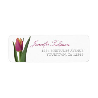 Étiquettes d'adresse de retour de la tulipe rose e