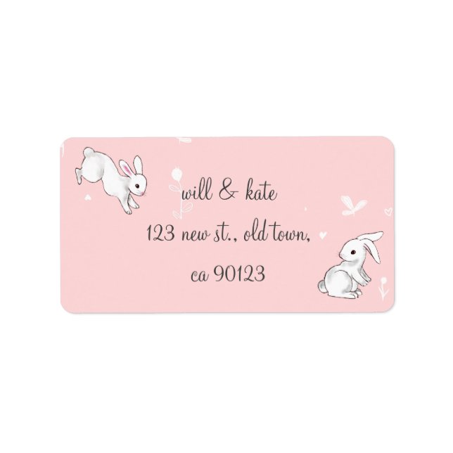 Étiquettes d'adresse de retour de lapin rose (Devant)