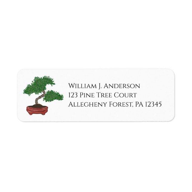 Étiquettes d'adresse de retour de l'arbre Bonsai j (Devant)