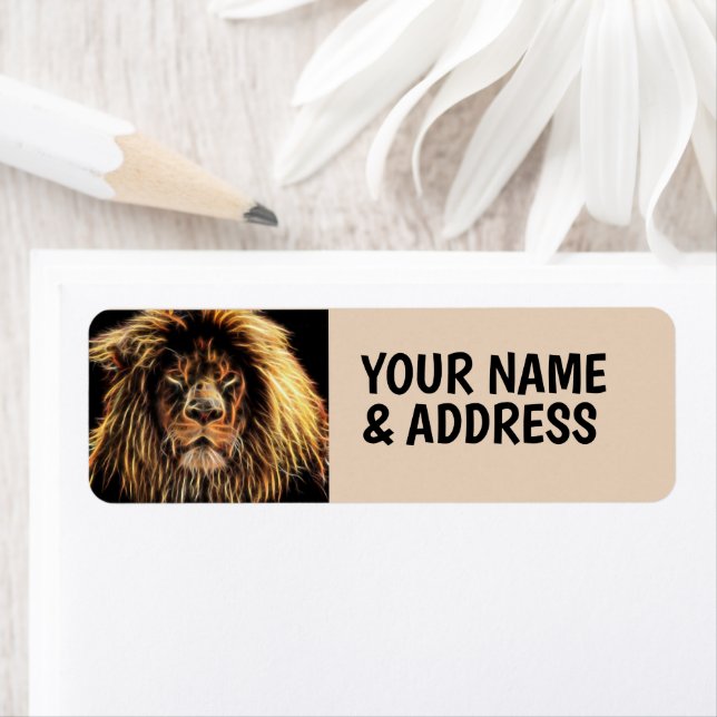 ÉTIQUETTES D'ADRESSE DE RETOUR DE LION (En situation)