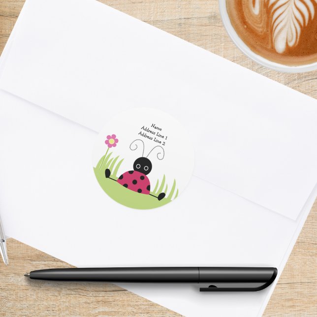 Étiquettes d'adresse de retour de Little Ladybug R (Little Ladybug Round Address Labels)
