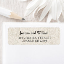 Étiquettes d'adresse de retour de mariage brun flo