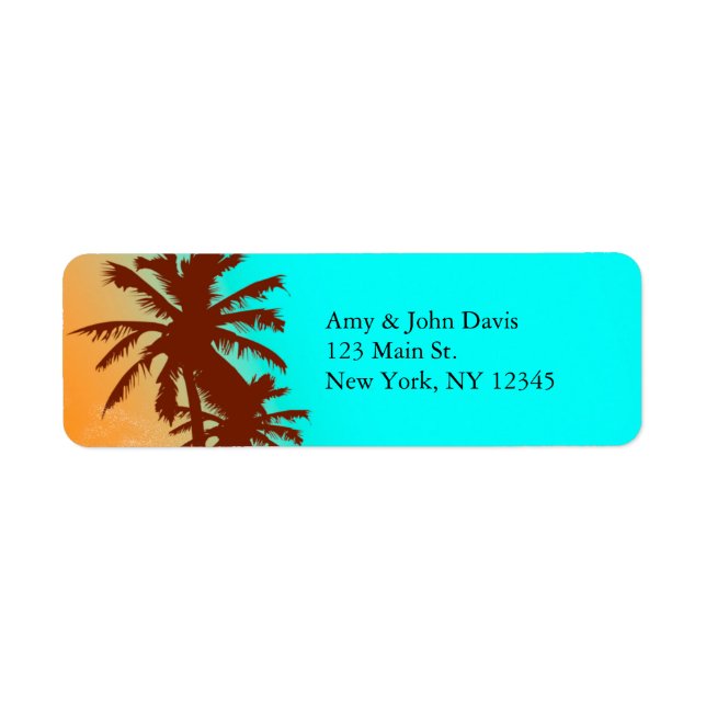 Étiquettes d'adresse de retour de mariage de plage (Devant)