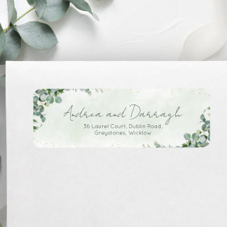 Étiquettes d'adresse de retour de mariage Eucalypt