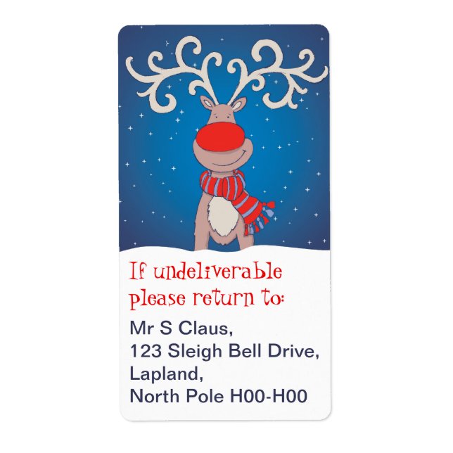 Étiquettes d'adresse de retour de Noël bleu (Devant)