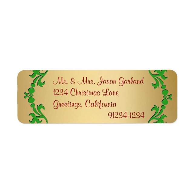 Étiquettes d'adresse de retour de Noël Gold Foil (Devant)