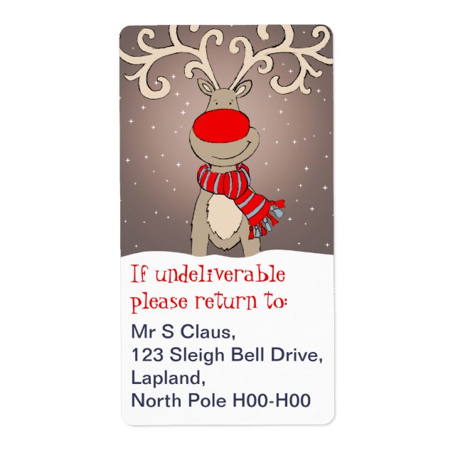 Étiquettes d'adresse de retour de Noël gris (Devant)