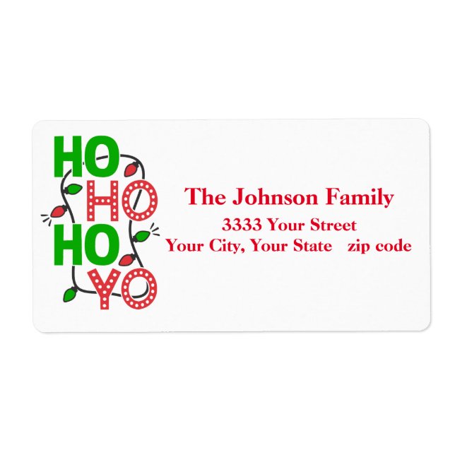 Étiquettes d'adresse de retour de Noël Ho Ho Ho (Devant)
